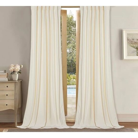 Exclusive fabrics Furnishings Plush Velvet Curtain Collection - Pole Pocket w/ H